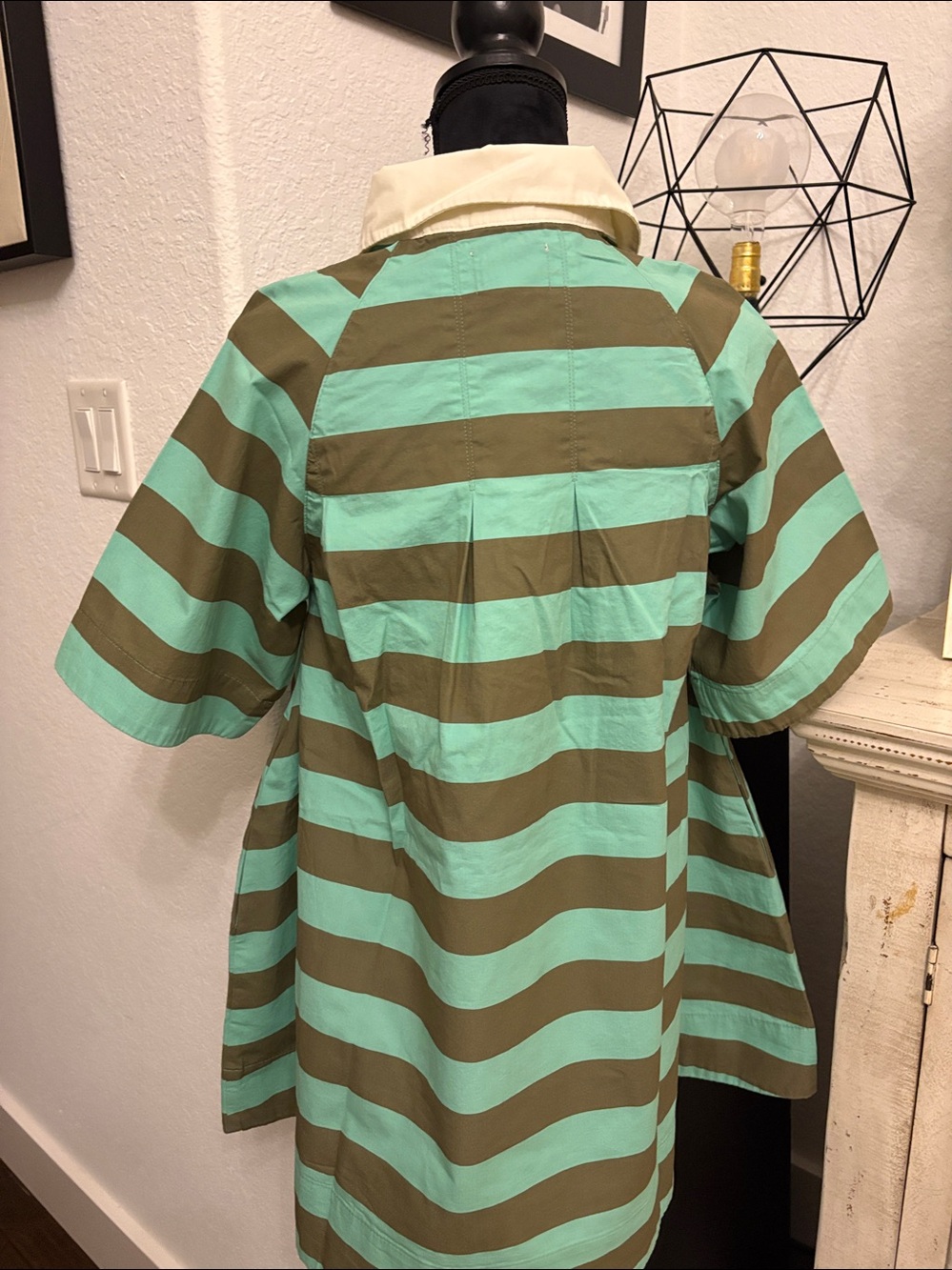 Womens Striped Polo Dress - Mint Green and Olive Damson Madder by Anthropologie - Picture 7 of 11